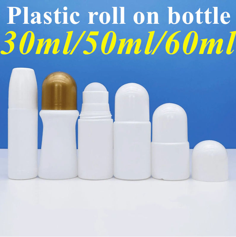 50 مل HDPE فارغة مستديرة البلاستيكية لفة على زجاجة مزيل الرائحة الزجاجة الجسم العطر الزجاجة البلاستيكية لفة على زجاجة مضادة للشم