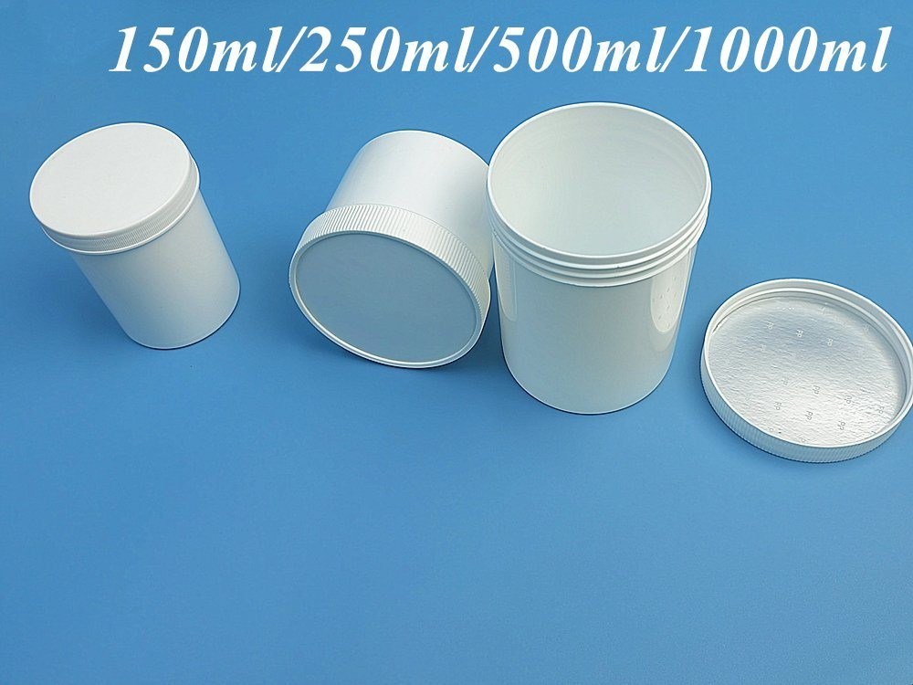 150 مل 250 مل 500 مل 1000 مل PP البلاستيكي الأبيض الفارغ الكريم اللون الكبير المرهم PP الجرة الزجاج التجميلي