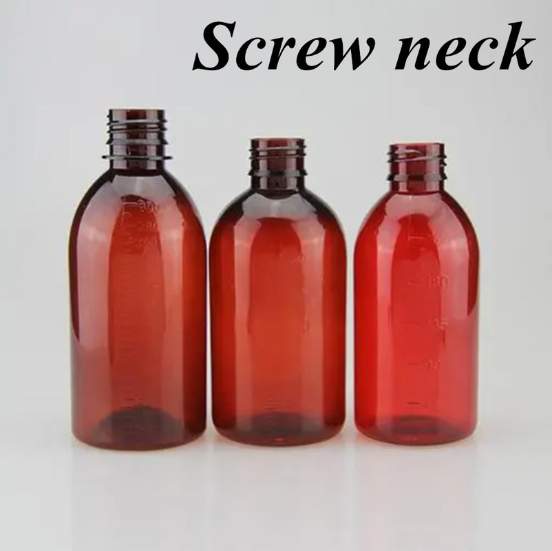 100 مل 120 مل 150 مل 200 مل أمبر مستديرة الصيدلانية الحيوانات الأليفة السائل الفموي شراب السعال الزجاجة البلاستيكية مع غطاء المسمار PP