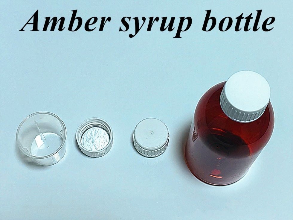 100 مل 120 مل 150 مل زجاجة سائل شفوي بني شراب دواء زجاجة الحيوانات الأليفة زجاجة كاسل بلاستيكي مع غطاء مضاد للتلاعب