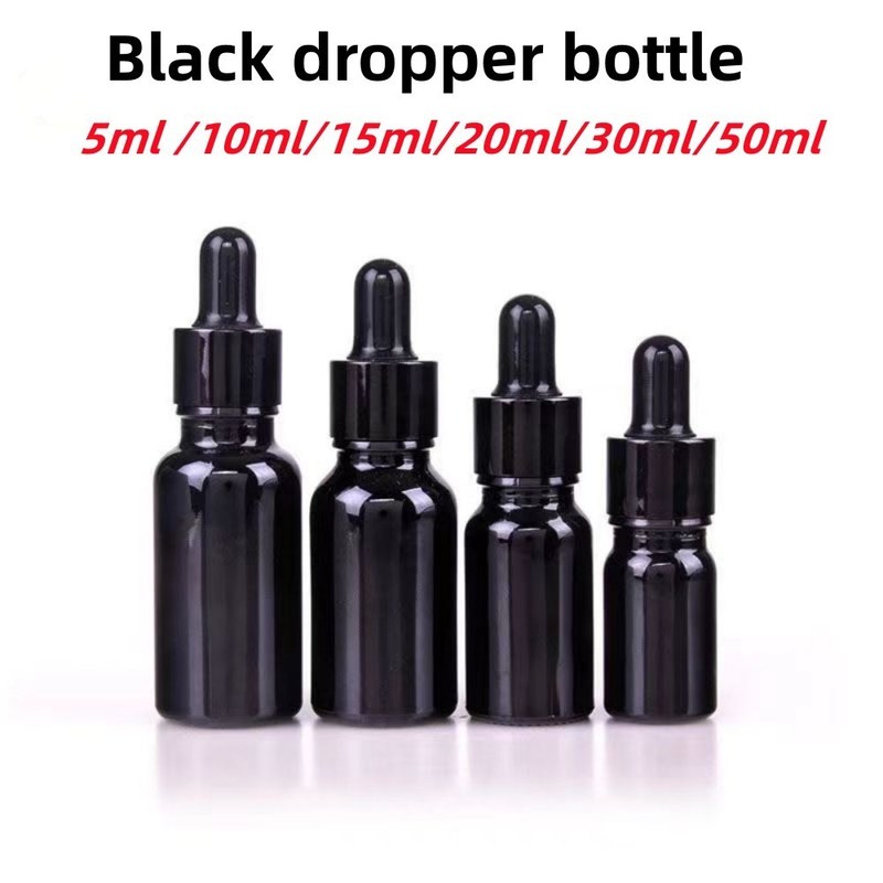 بيع بالجملة رخيص 5ml 10ml 15ml 20ml 30ml 50ml خالي الزجاج الأسود الزيت الأساسي الزجاجات مع قطرة
