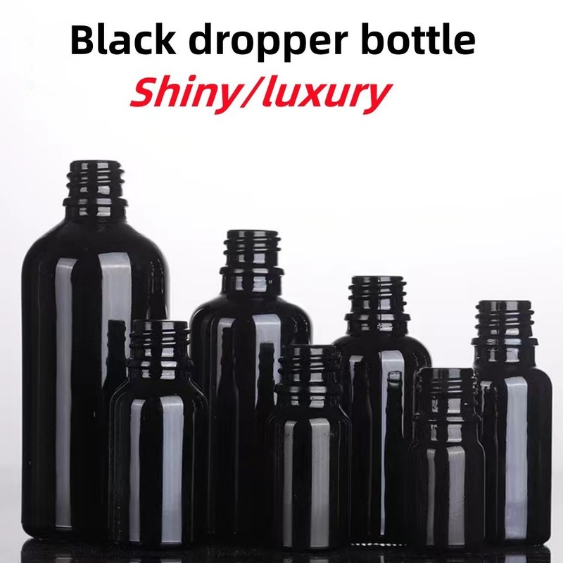 10 مل 15 مل 20 مل 30 مل 50 مل 100 مل زيت أساسي أسود لامع زجاجي كوزميتي