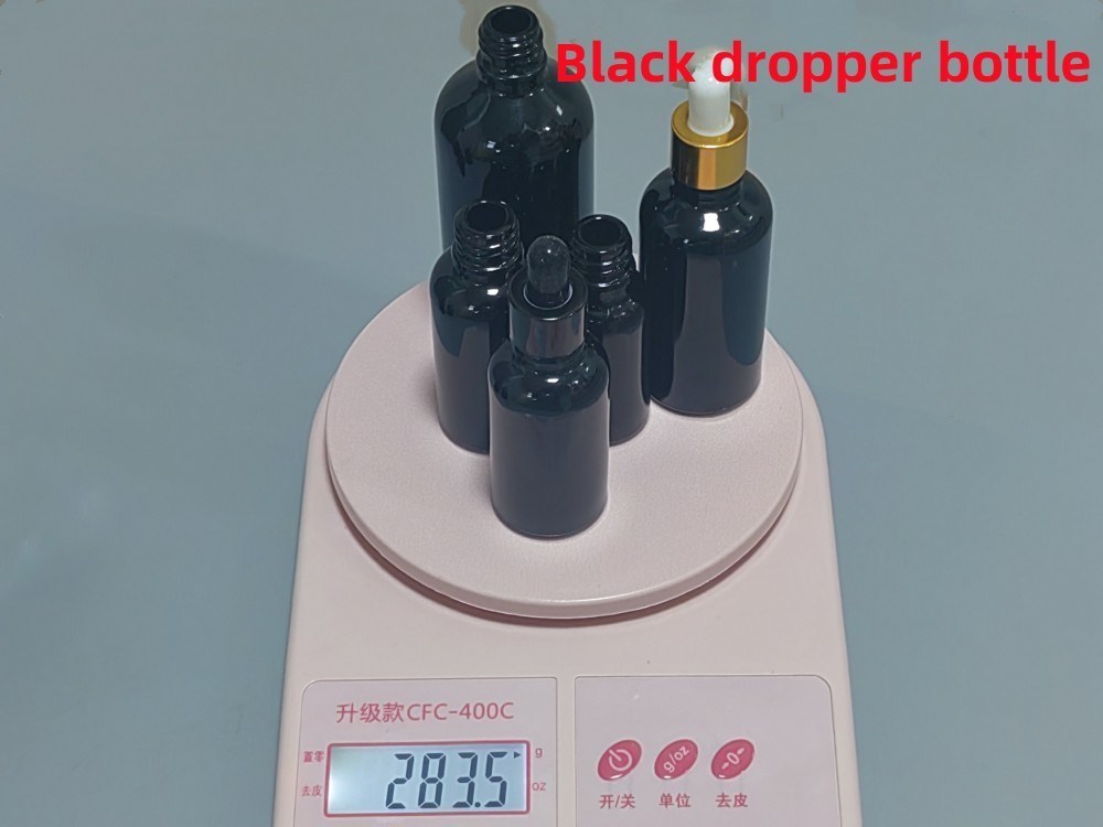 10 مل 15 مل 20 مل 30 مل 50 مل 100 مل زيت أساسي أسود لامع زجاجي كوزميتي
