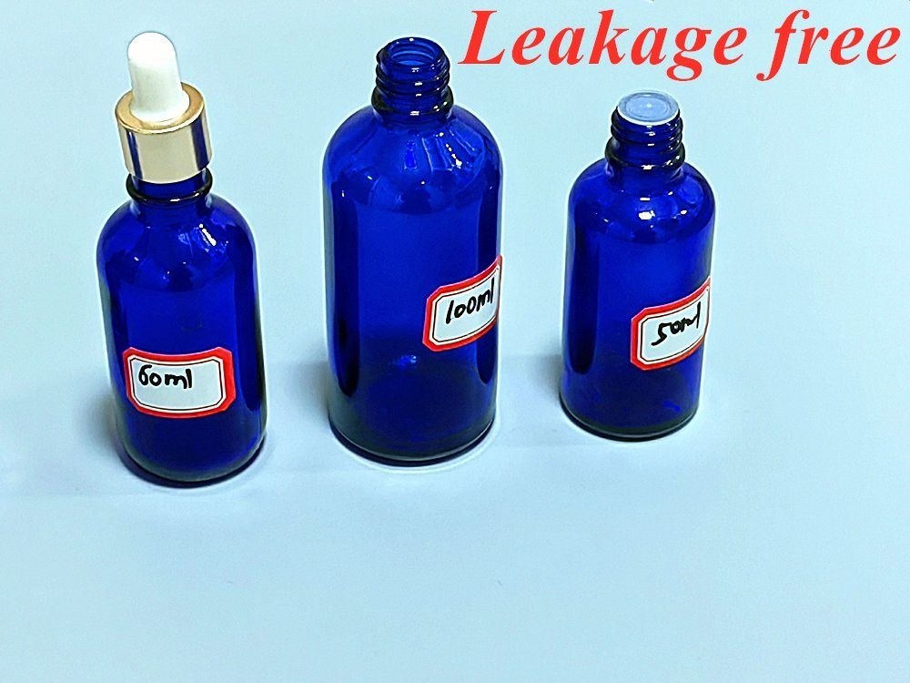زجاج تجميلي ملحومات زرقاء قطرات الزجاجية 20ml 30ml 50ml زجاج زيت أساسي فاخر مع قطرة