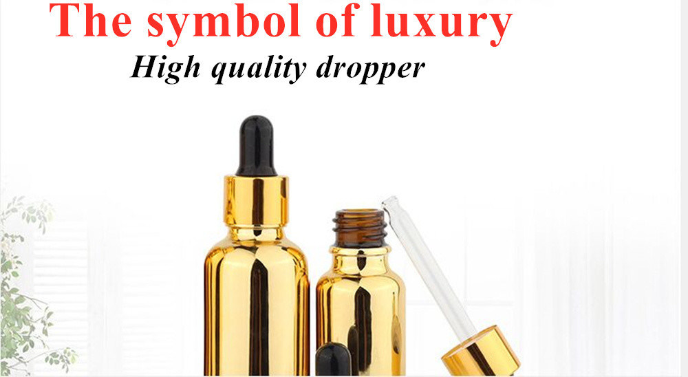 20 مل 30 مل 50 مل فارغة قابلة لإعادة الاستخدام التجميلية الذهبية حزمة مصل العناية بالبشرة الزيت الأساسي الزجاجية زجاجة قطرة