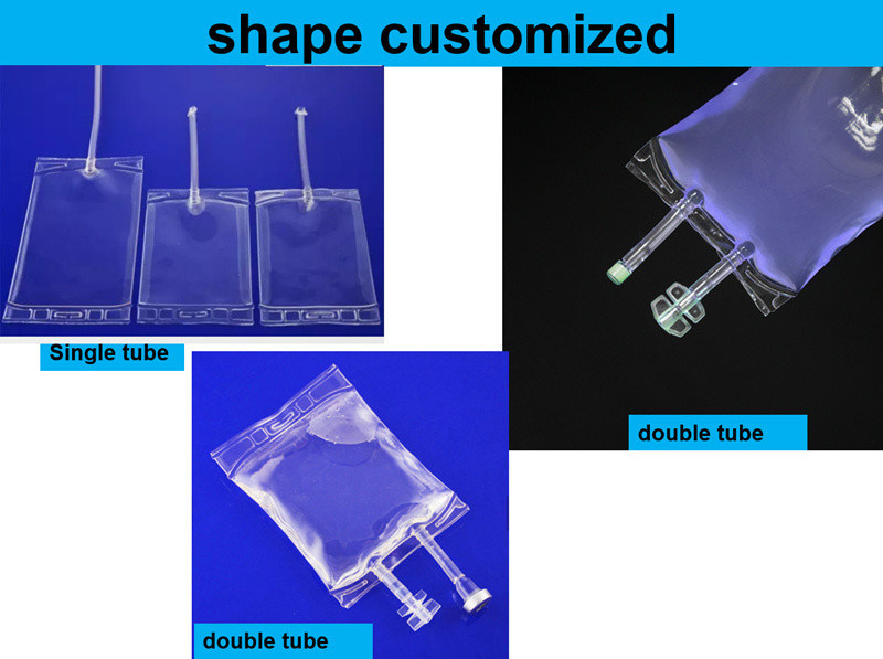 كيس التسريب الـ PVC 100ml 250ml القابل للإستخدام مرة واحدة كيس IV شفافة طبي كيس التسريب الـ PVC الفارغ لـ سلالة ملحية طبيعية للجلوكوز