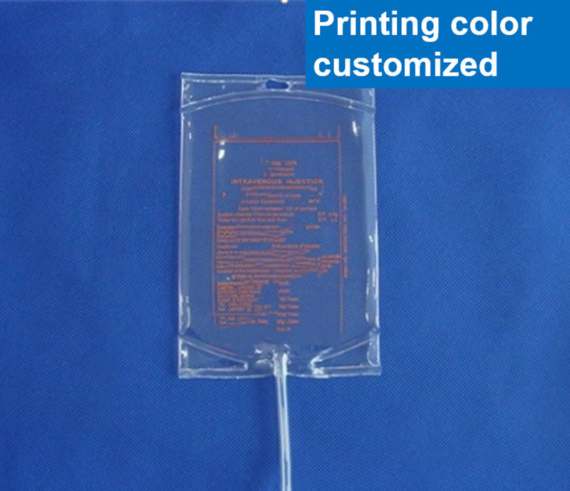 500 مل كيس السوائل الطبية للحلول الأنبوب المزدوج كيس التسريب غير DEHP الفارغ كيس IV منفذ واحد مع التواء الفراشة