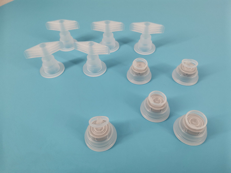 صمام واحد قابلة للطي مزدوج كسر قبعة التسريب ل Lvp PP زجاجة التسريب 30mm اليورو قبعة مع رأسين