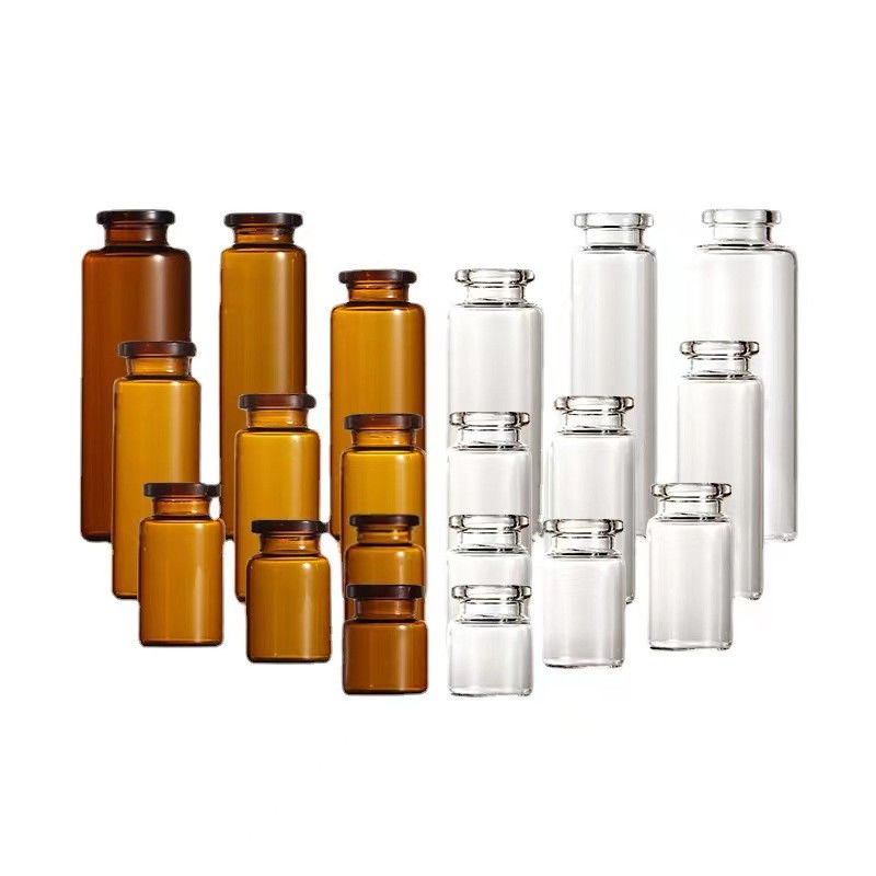 زجاجية عقيمة 5ml 7ml 10ml 20ml القارورة الزجاجية مع غطاء المطاط