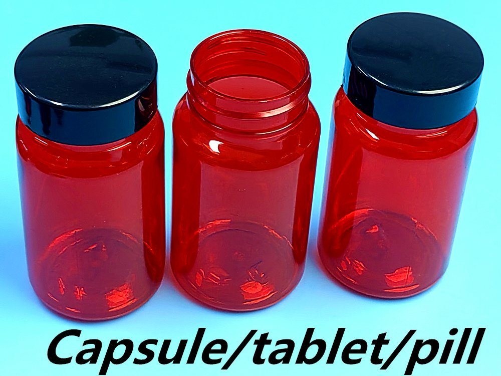 100 مل الحيوانات الأليفة الحمراء الصيدلانية وصفة طبية حبوب منع الحمل علبة مكملات الغذاء كبسولة بروتين دواء علبة