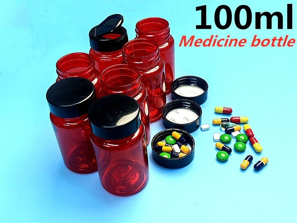 100 مل من الجودة العالية حبوب منع الحمل الحمراء الفارغة حبوب منع الحمل الكالسيوم الحاوية الصيدلانية