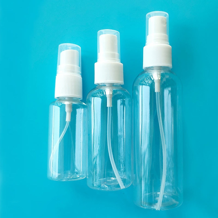 حجم السفر المحمول البلاستيك الفارغ الكحول زجاجة رشاش بي تي مطهر اليدين مطهر أبيض مضخة الجسم زجاجة رشاش بلاستيكي