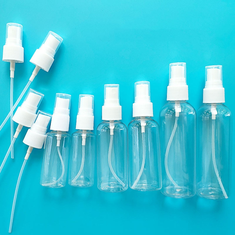 حجم السفر المحمول البلاستيك الفارغ الكحول زجاجة رشاش بي تي مطهر اليدين مطهر أبيض مضخة الجسم زجاجة رشاش بلاستيكي
