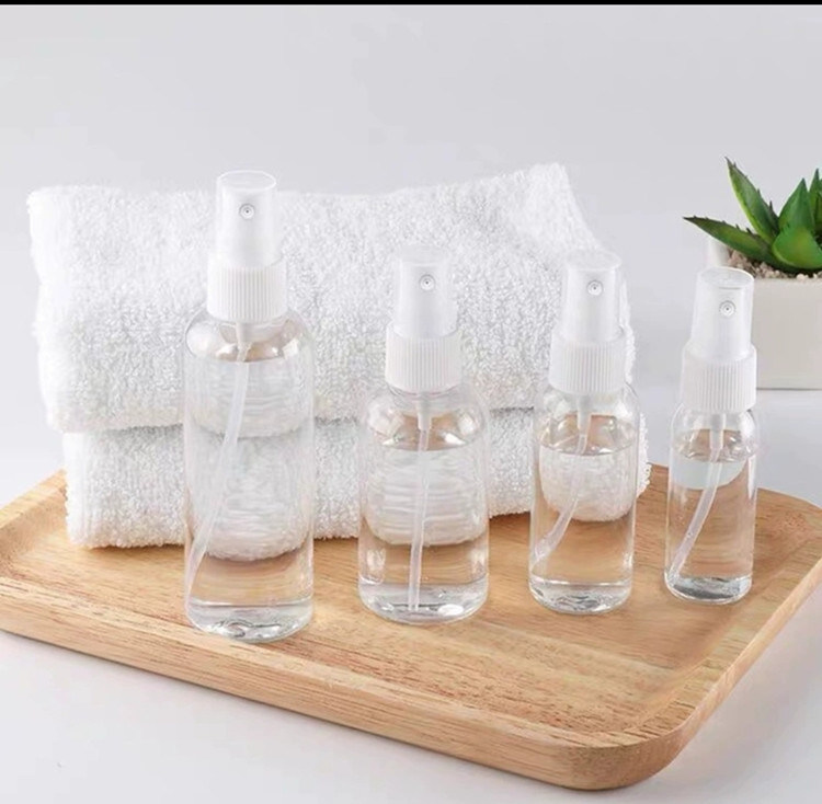 50 مل 60 مل 100 مل بطاقة PET شفافة مستديرة تخصيص مطهر اليدين قابلة لإعادة التعبئة مستديرة إعادة التعبئة الزجاجة البلاستيكية البلاستيكية