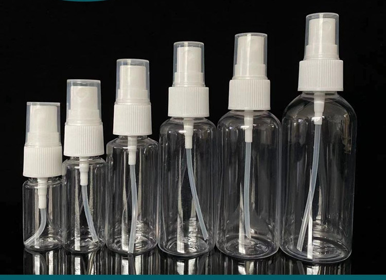 50 مل 60 مل 100 مل بطاقة PET شفافة مستديرة تخصيص مطهر اليدين قابلة لإعادة التعبئة مستديرة إعادة التعبئة الزجاجة البلاستيكية البلاستيكية