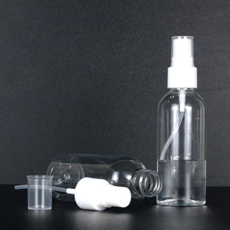 30 مل 60 مل 100 مل يمكن إعادة تعبئته الكحول الشفاف الشفاف الزجاجات البلاستيكية الفارغة رش زجاجة رش PET مع رذاذ الضباب الدقيق