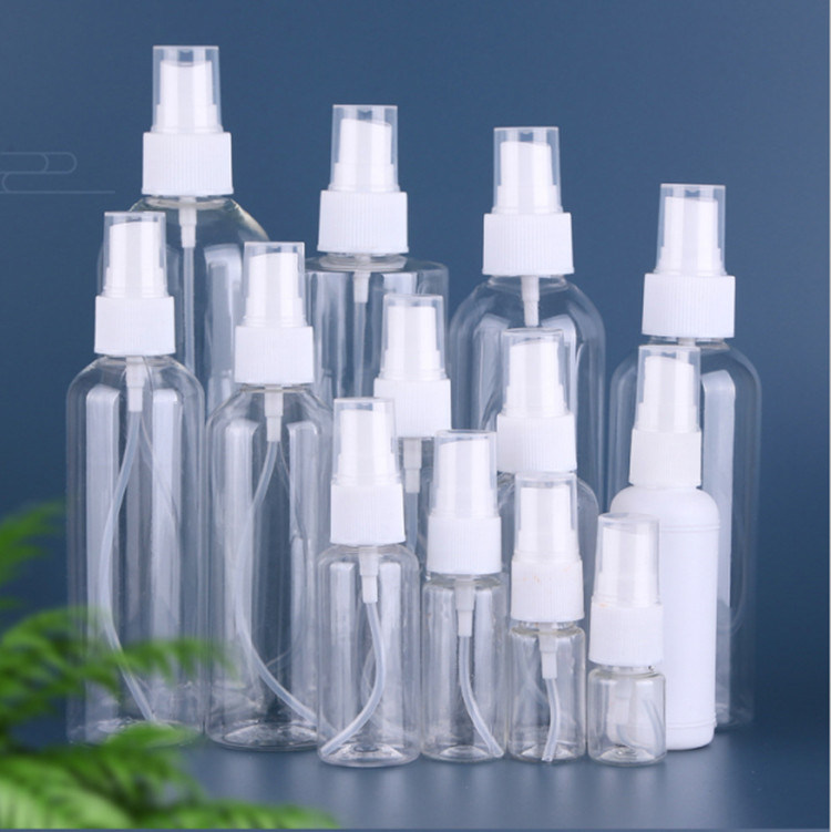 إعادة تعبئة الفارغ الأبيض الشفاف الرخيص الفارغ الشفاف 1 أوقية 50 مل 100 مل 120 مل الزجاجات البلاستيكية الكوزمية PET رذاذ الضباب