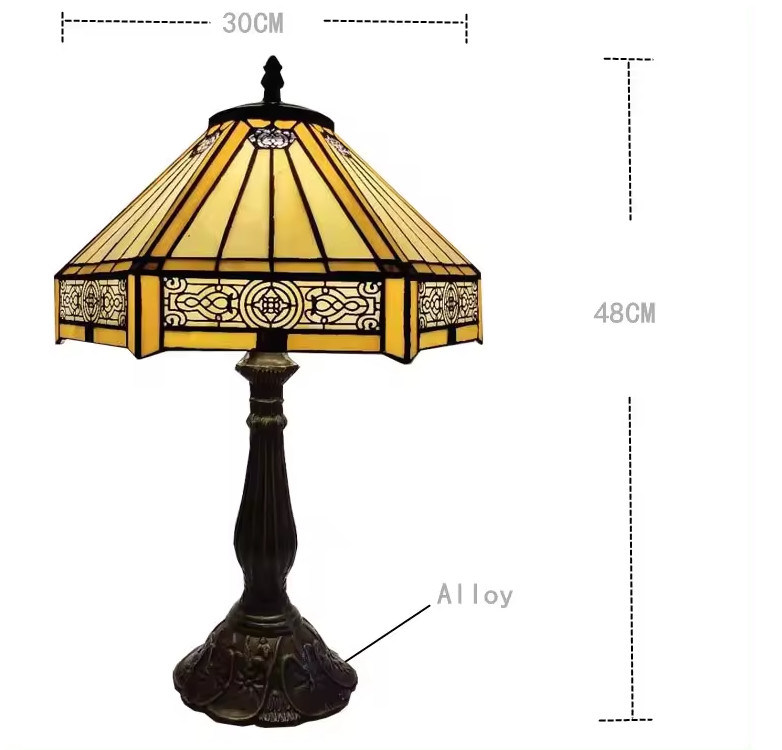 30 سم ستوديو هيكساجون ريترو غرفة نوم دافئة منزل مصباح ديكوري يدوي فن ملون زجاج تركي مصباح طاولة فاخر