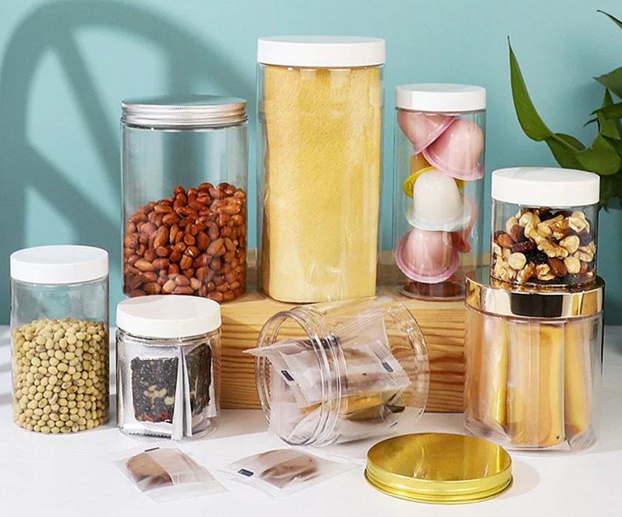 Empty Clear Candy Cookies Food Storage Sealed Pots 150ml 250ml 500ml 600ml PET Plastic Food Storage Jar